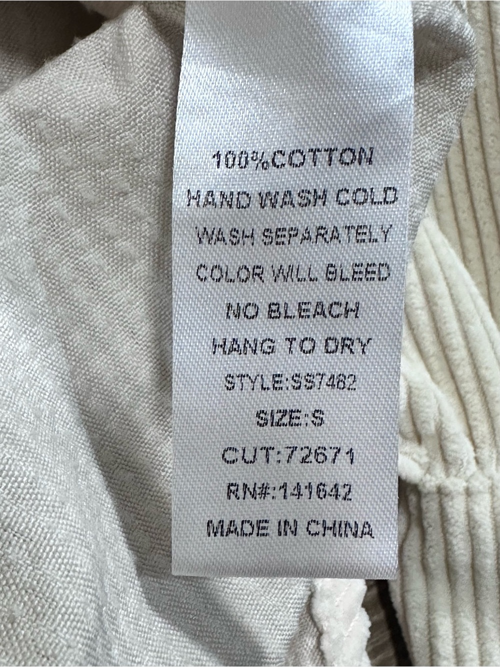 She + Sky Bubble Sleeve Button Down Cream Corduroy Shacket - Picture 10 of 13